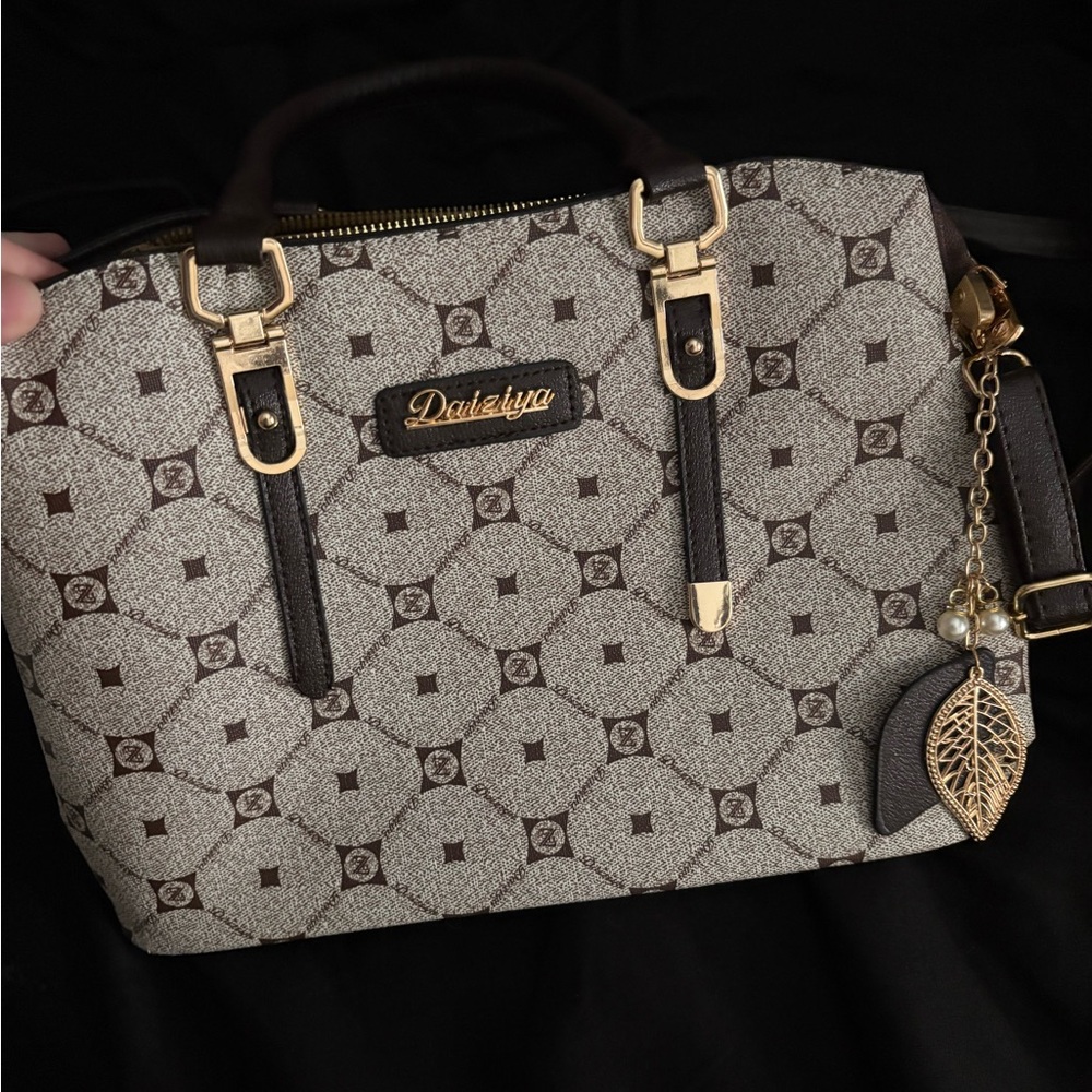 Brown and Cream Patterned Women's Bag